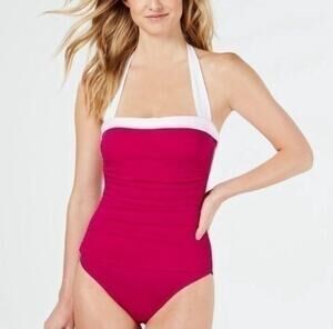 Lauren Ralph Lauren Bel Aire Pink One-Piece Swimsuit Size 14 NWT Tummy Control